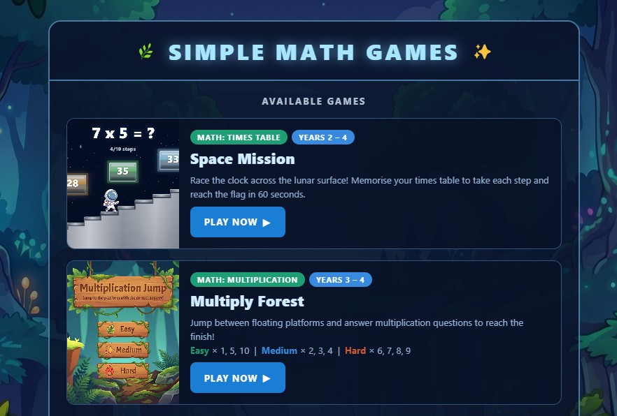 Math Games for Kids educational game project